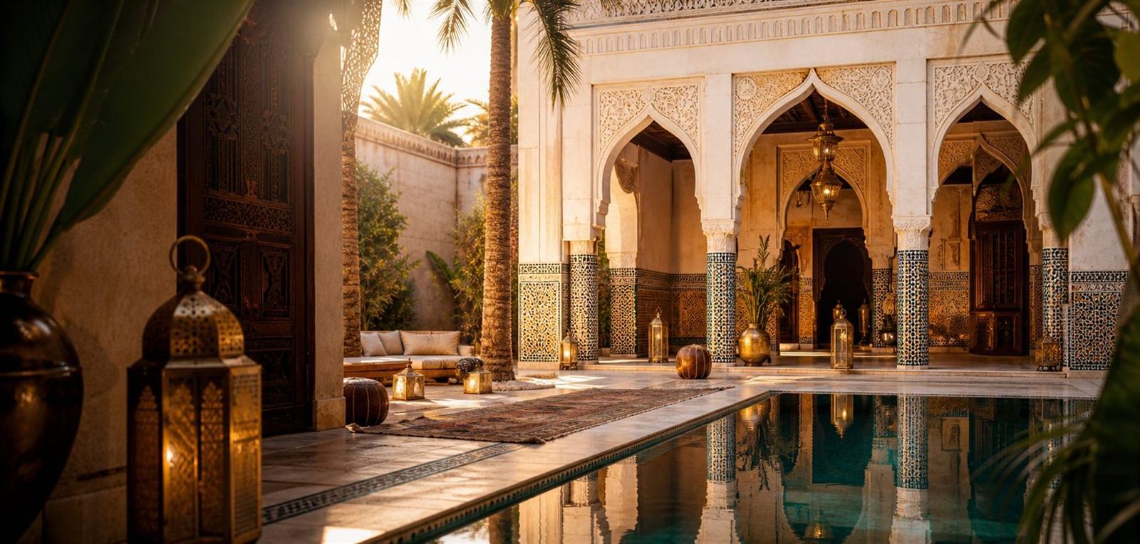 Moroccan riad courtyard for private travel consultations
