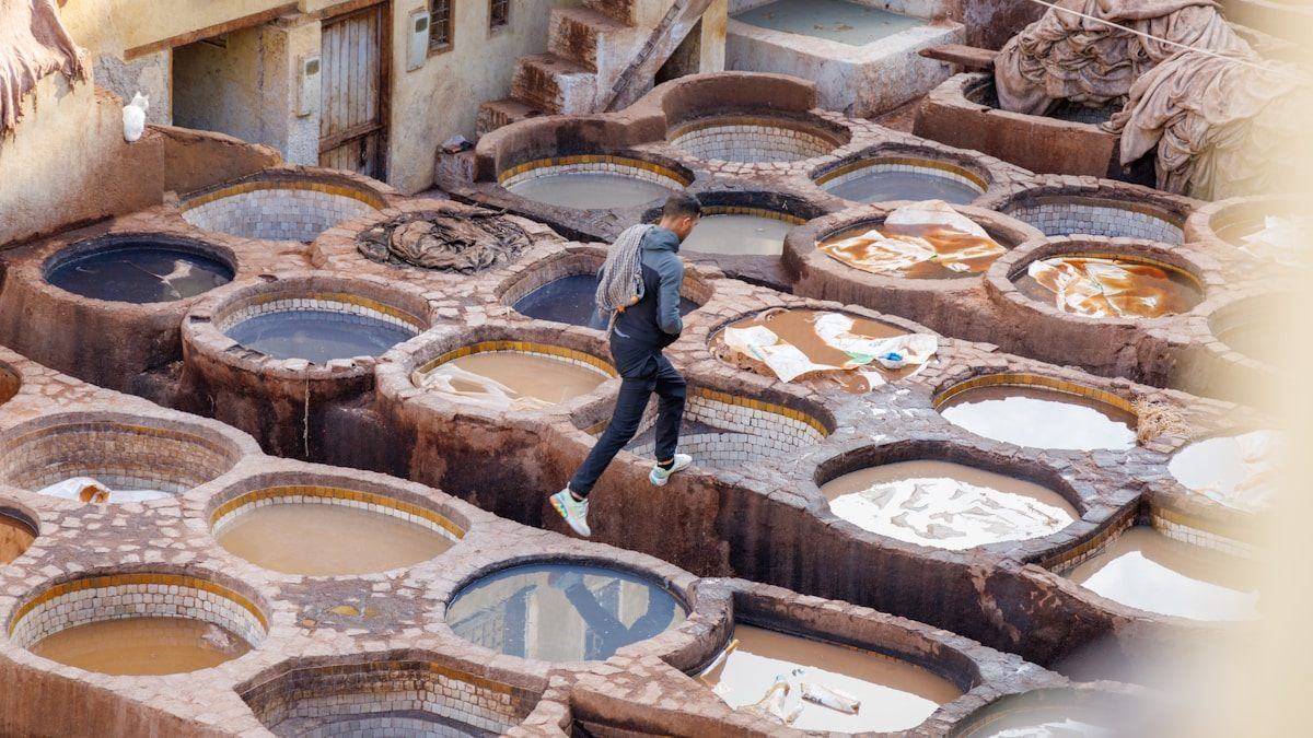 Moroccan cultural monument and historic craft setting