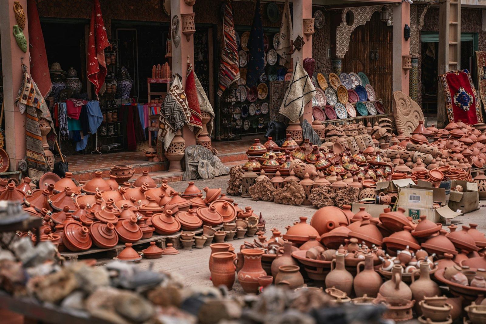 Moroccan cooking ingredients and table